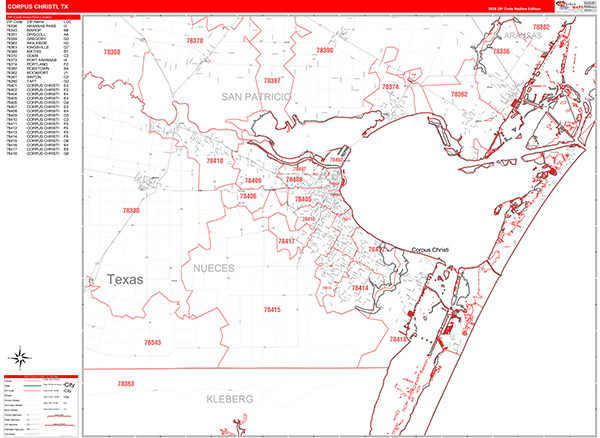 Corpus Christi, TX Zip Code Map